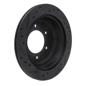 Acura SLX Brake Rotor (1) - Rear Right - R1 Concepts - Drilled & Slotted - Black - `92-`04